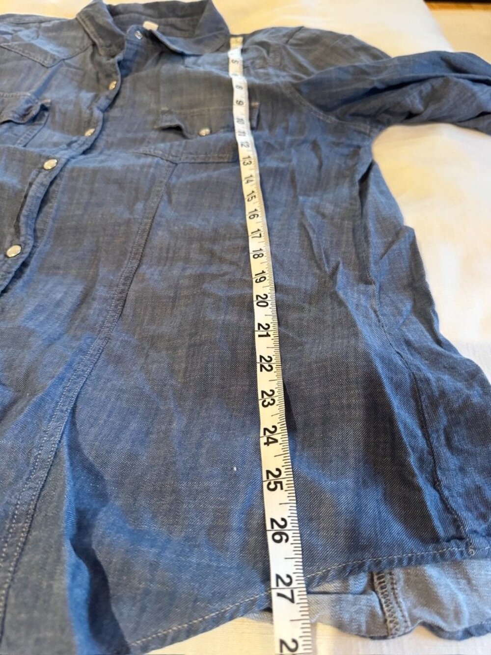 Lilac Chambray Western Snap Shirt XL Blue - Picture 5 of 6